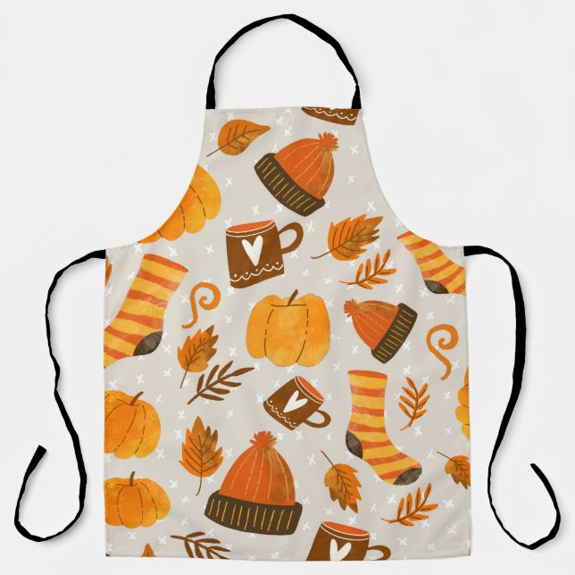 Autumn Theme Seamless Pattern Tile Apron (Front)