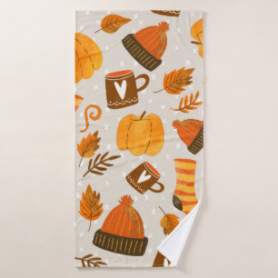 Autumn Theme Seamless Pattern Tile Bath Towel