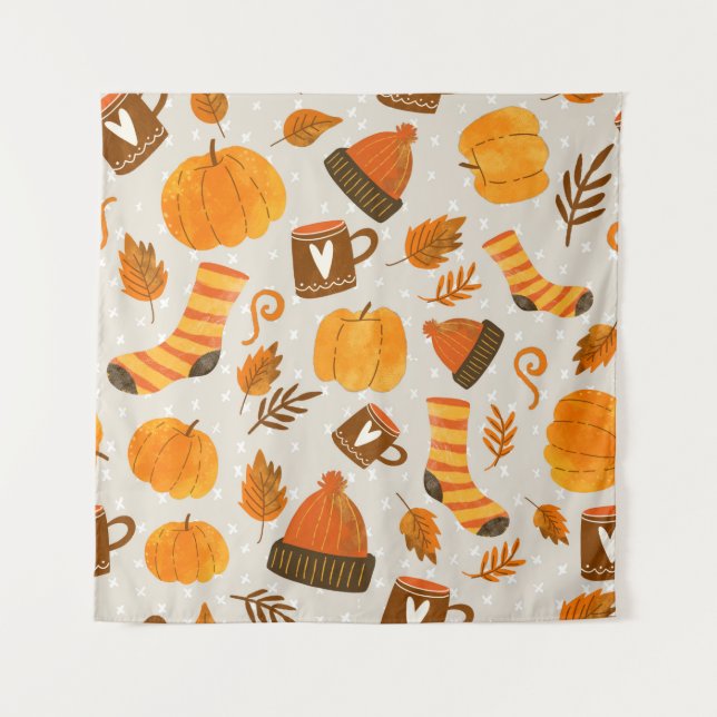Autumn Theme Seamless Pattern Tile Tapestry (Front)