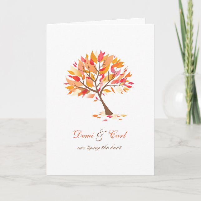 Autumn Theme Tree Folded Wedding Invitation (Front)