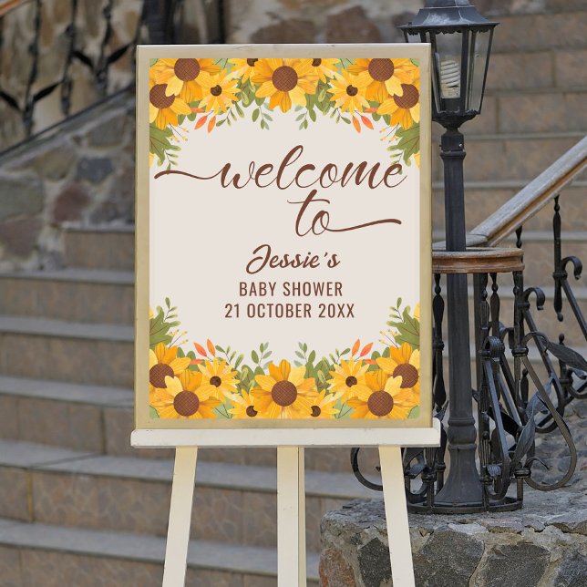 Autumn Themed Baby Shower Welcome Sign (Fall Autumn Baby Shower Welcome Sign)