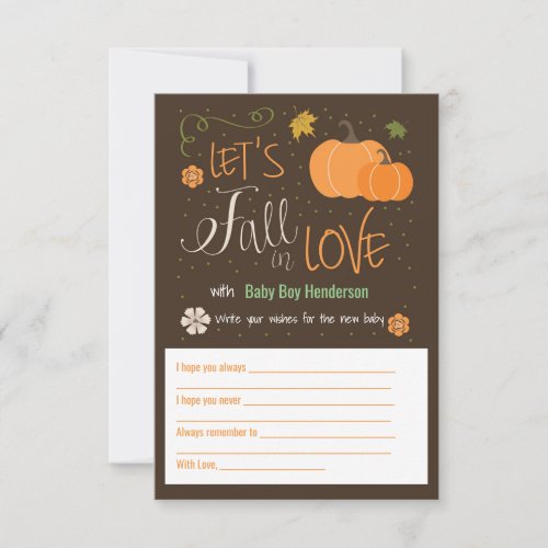 Autumn Themed Baby Wish Cards  Fall in Love