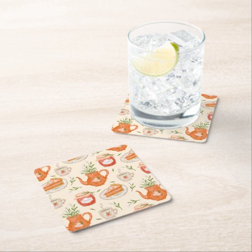 Autumn themed design square paper coaster