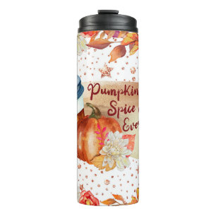 Autumn-Themed Design with Pumpkin Spice and Leaves Thermal Tumbler