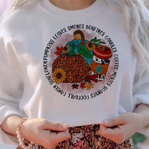 AUTUMN THEMED FAMILY SUNFLOWER PUMPKIN LEAVES SWEATSHIRT