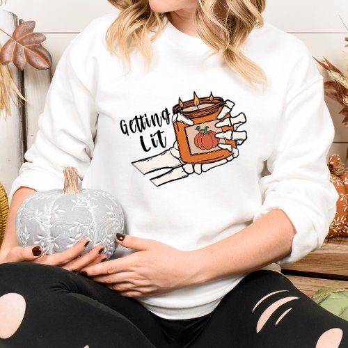 AUTUMN THEMED GETTING LIT FALL CANDLE SWEATSHIRT