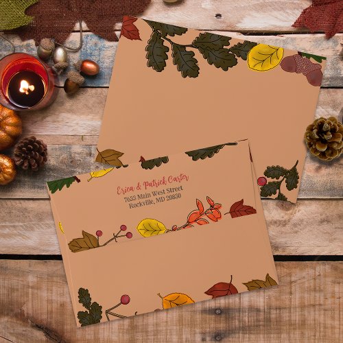 Autumn_Themed Leaves Acorns and Berries  Envelope