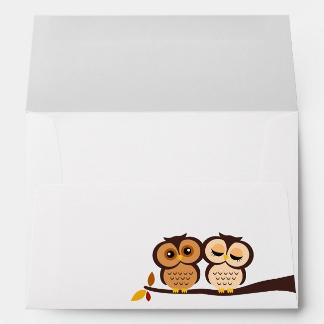 Autumn Themed Owls Wedding Envelope (Back (Bottom))