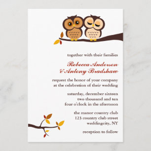 Autumn Themed Owls Wedding Invitation