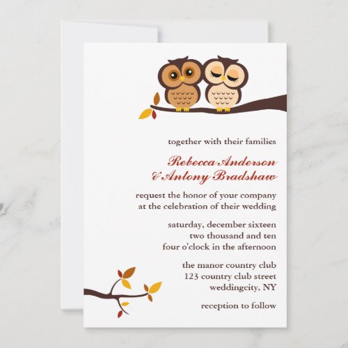 Fall Owls Wedding Invitation