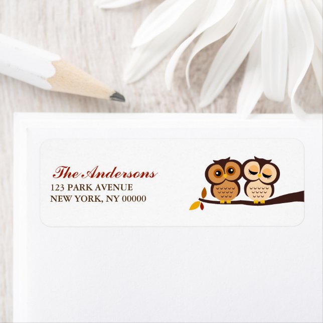 Autumn Themed Owls Wedding Label (Insitu)