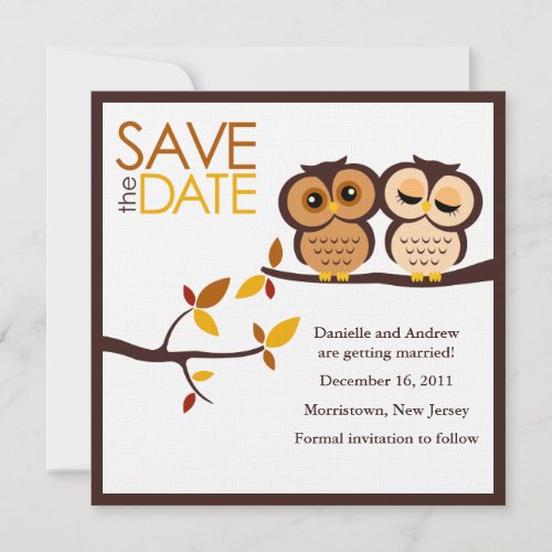 Autumn Themed Owls Wedding Save The Date