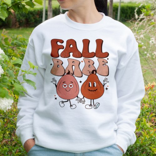 AUTUMN THEMED RETRO GROOVY FALL BABE PUMPKIN SWEATSHIRT