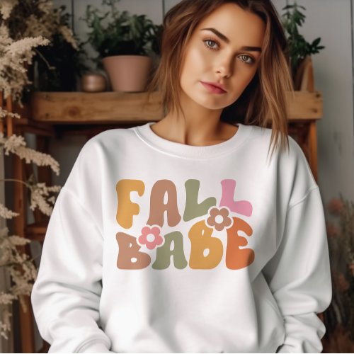 AUTUMN THEMED RETRO GROOVY FALL BABE SWEATSHIRT