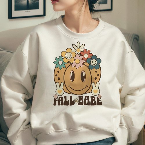 AUTUMN THEMED RETRO GROOVY FALL BABE SWEATSHIRT