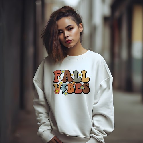 AUTUMN THEMED RETRO GROOVY FALL VIBES SWEATSHIRT