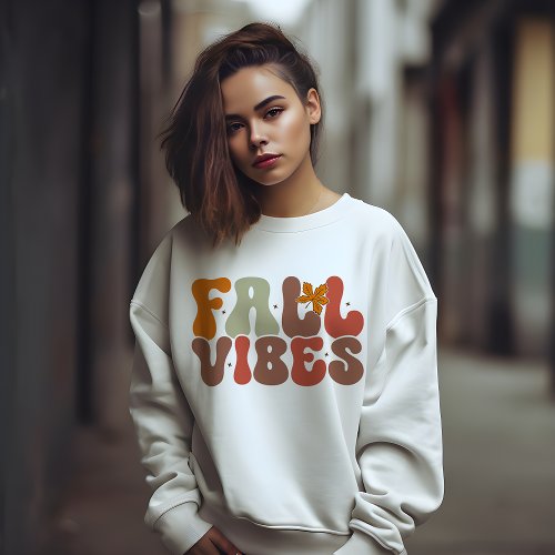 AUTUMN THEMED RETRO GROOVY FALL VIBES SWEATSHIRT