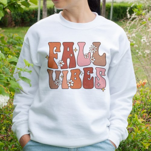 AUTUMN THEMED RETRO GROOVY FALL VIBES SWEATSHIRT