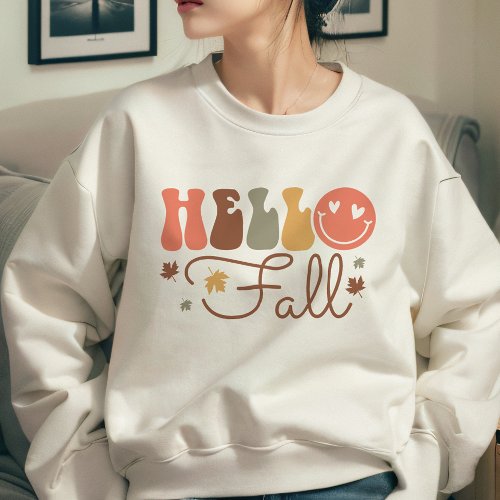 AUTUMN THEMED RETRO GROOVY HELLO FALL SWEATSHIRT