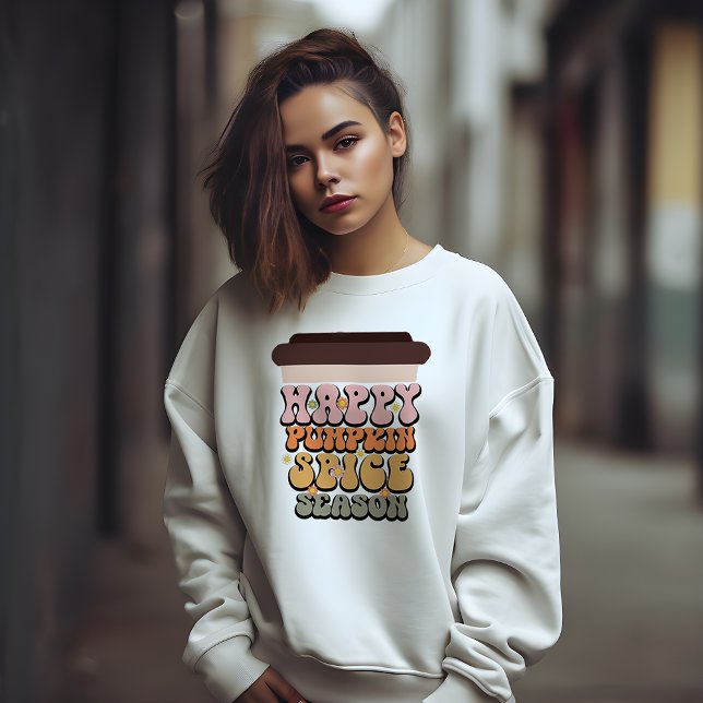 AUTUMN THEMED RETRO HAPPY PUMPKIN SPICE SEASON SWEATSHIRT (Creator Uploaded)