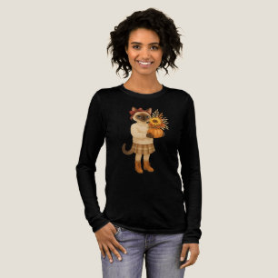 Autumn themed Thanksgiving with Cat  Tri-Blend Shirt