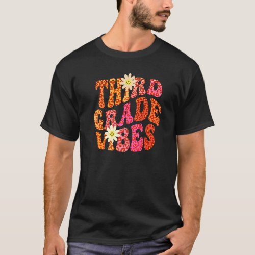 Autumn THIRD GRADE VIBES Teacher Peace Love 3rd Gr T_Shirt