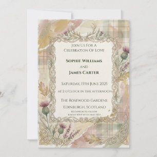 Autumn Thistle Tartan Wedding Invitation