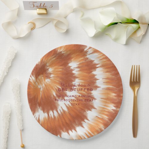 Autumn Tie Dye  Thanksgiving Friendsgiving Paper Plates