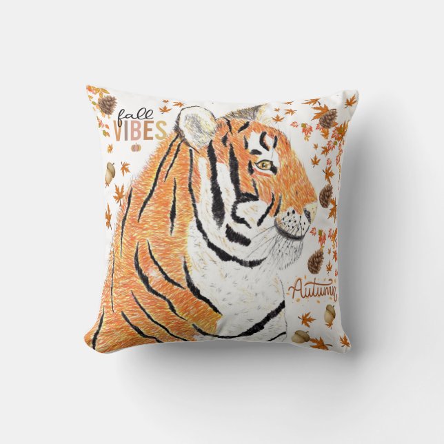 Autumn Tiger  Throw Pillow (Front)