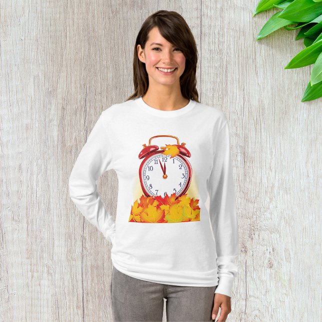 Autumn Time Change Fall Leaves And Retro Clock  T-Shirt (Creator Uploaded)