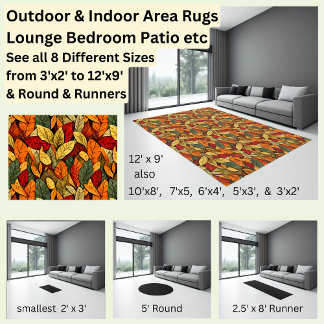 Autumn Tones Brown Orange Green Leaves Area Rug