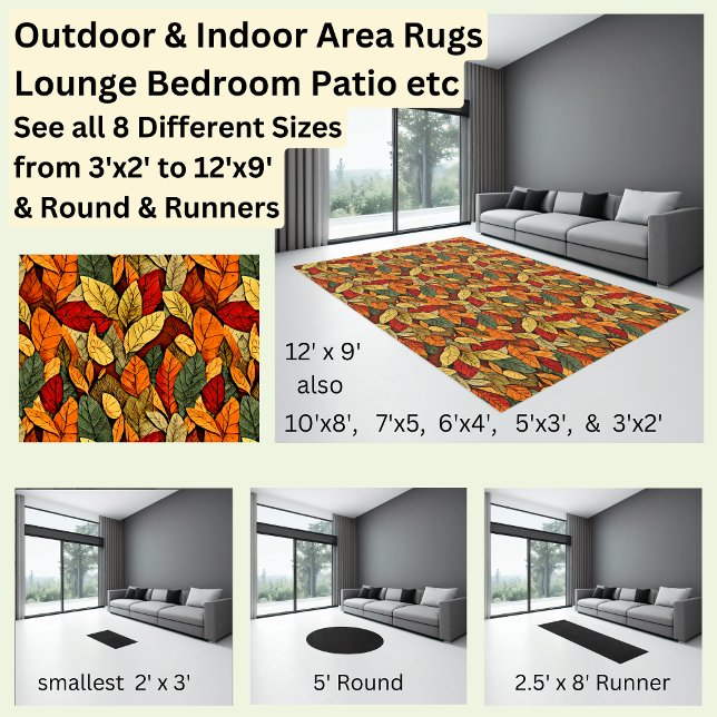 Autumn Tones Brown Orange Green Leaves Area Rug (Creator Uploaded)