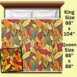 Autumn Tones Brown Orange Green Leaves Duvet Cover