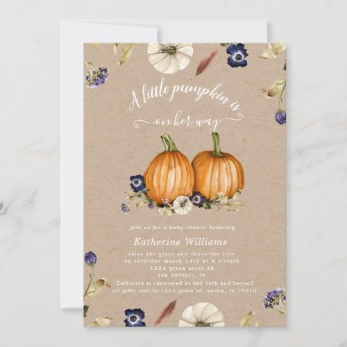 autumn tones pumpkin baby shower invitation