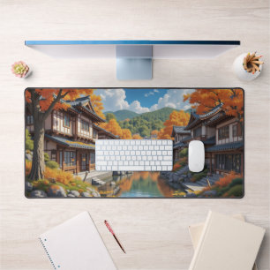Autumn Town - Studio Ghibli Inspired Desk Mat