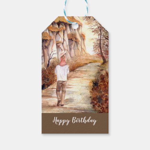 Autumn Trail Watercolor Painting Gift Tags