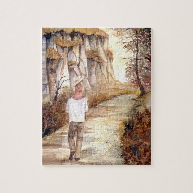 Autumn Trail Watercolor Painting Jigsaw Puzzle (Vertical)