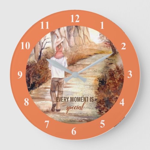 Autumn Trail Watercolor Painting Large Clock
