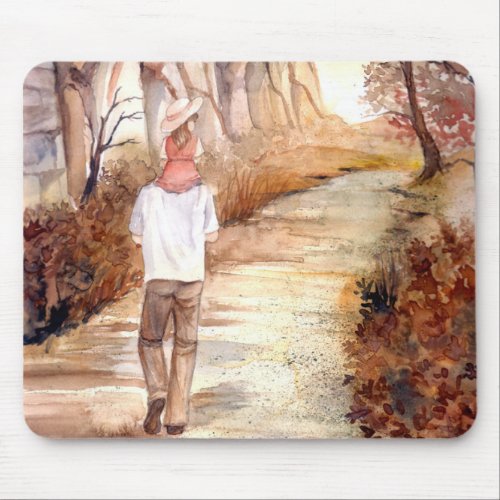 Autumn Trail Watercolor Painting Mouse Pad
