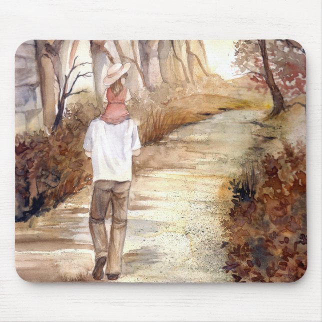Autumn Trail Watercolor Painting Mouse Pad (Front)