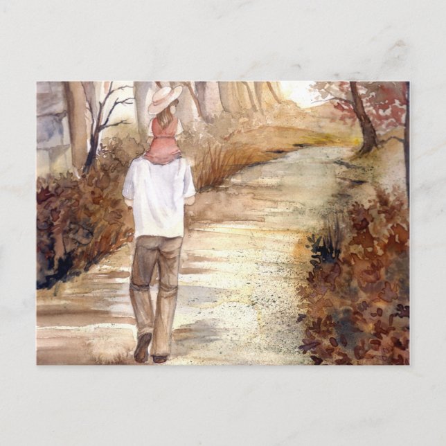 Autumn Trail Watercolor Painting Postcard (Front)