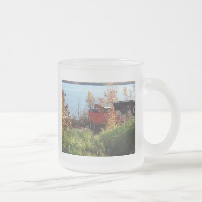 Autumn Train Frosted Glass Coffee Mug (Right)