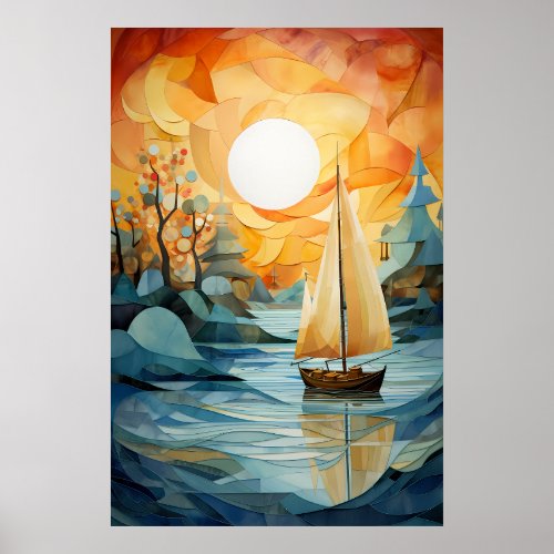 Autumn Tranquility Abstract Watercolor Fall Poster