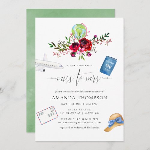 Autumn Traveling From Miss To Mrs Bridal Shower Invitation