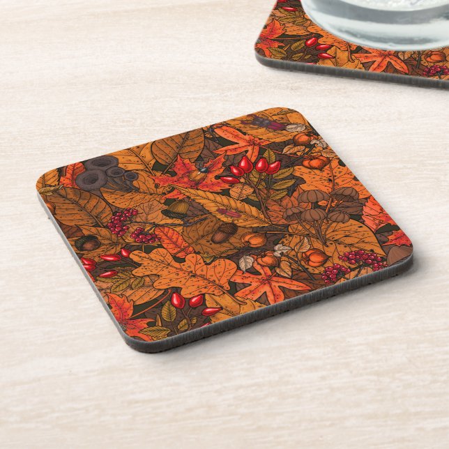 Autumn treasures beverage coaster (Left Side)