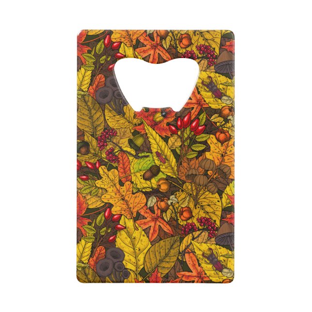 Autumn treasures credit card bottle opener (Front)