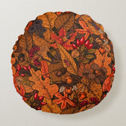 Autumn treasures round pillow