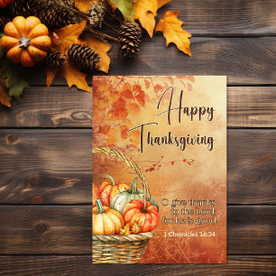 Autumn Tree 1 Chronicles 16:34 Happy Thanksgiving  Letterpress Thank You Card