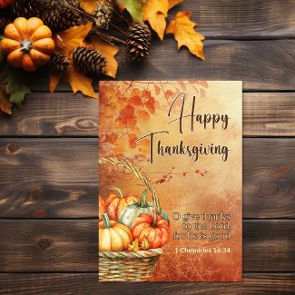Autumn Tree 1 Chronicles 16:34 Happy Thanksgiving 