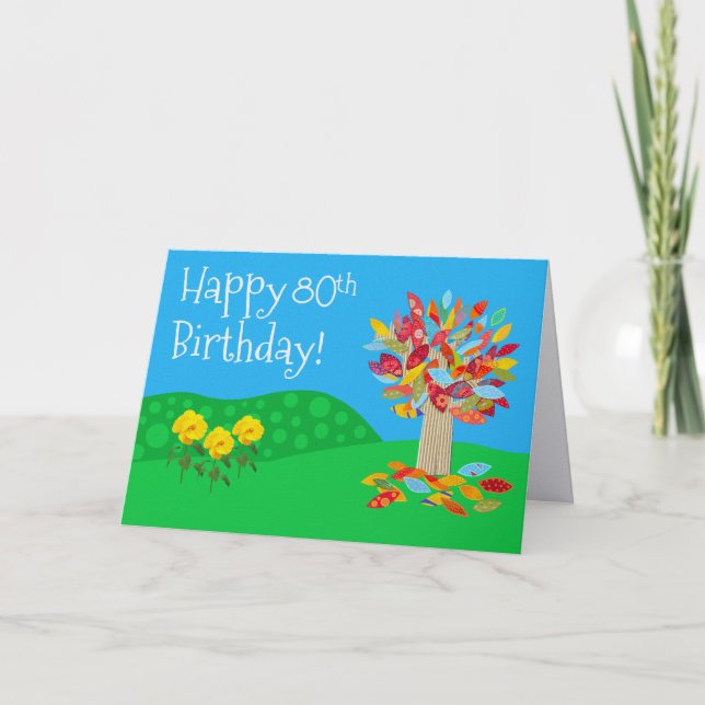 Autumn tree 80th birthday card new by Jo Images (Front)